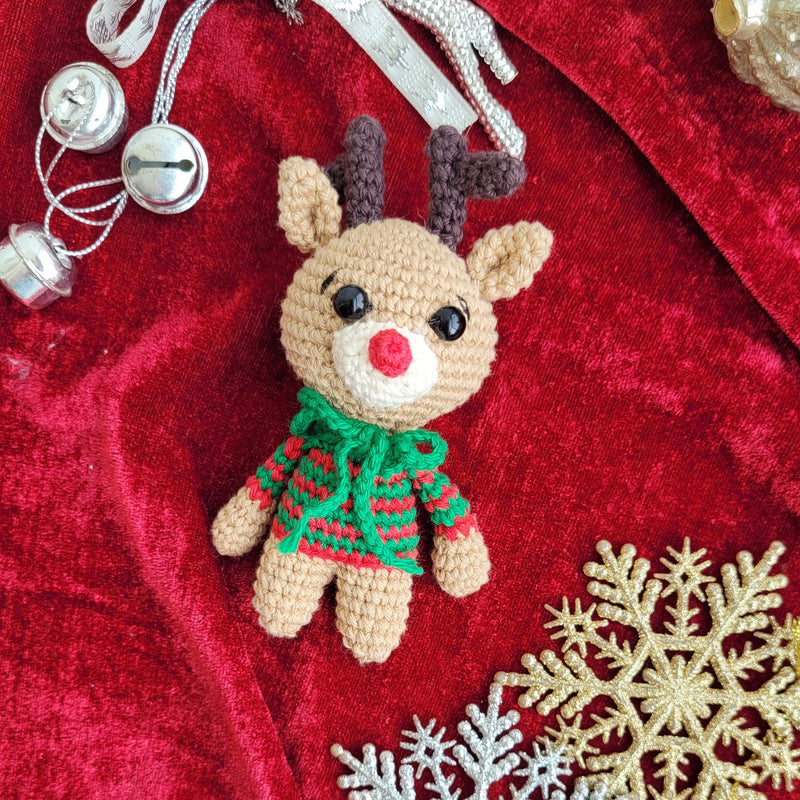The Winsome Crochet Jute Reindeer Ornament(L)