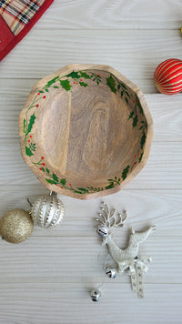 Mistletoe Hand-Painted Bowl