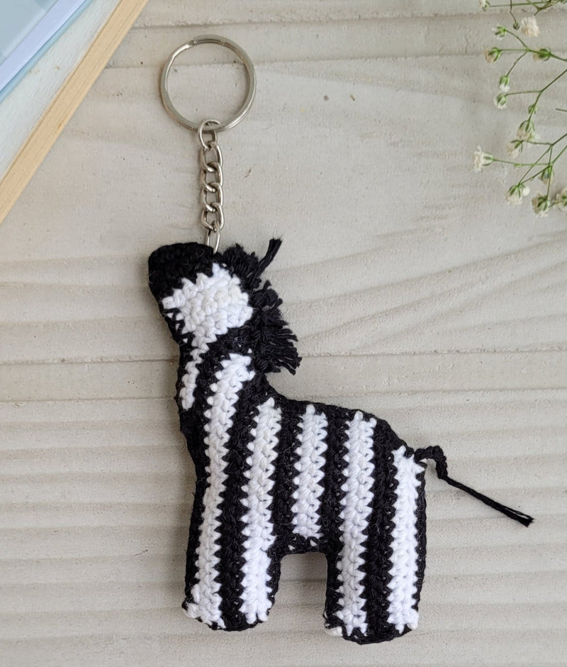 Zebra Crochet Keychain