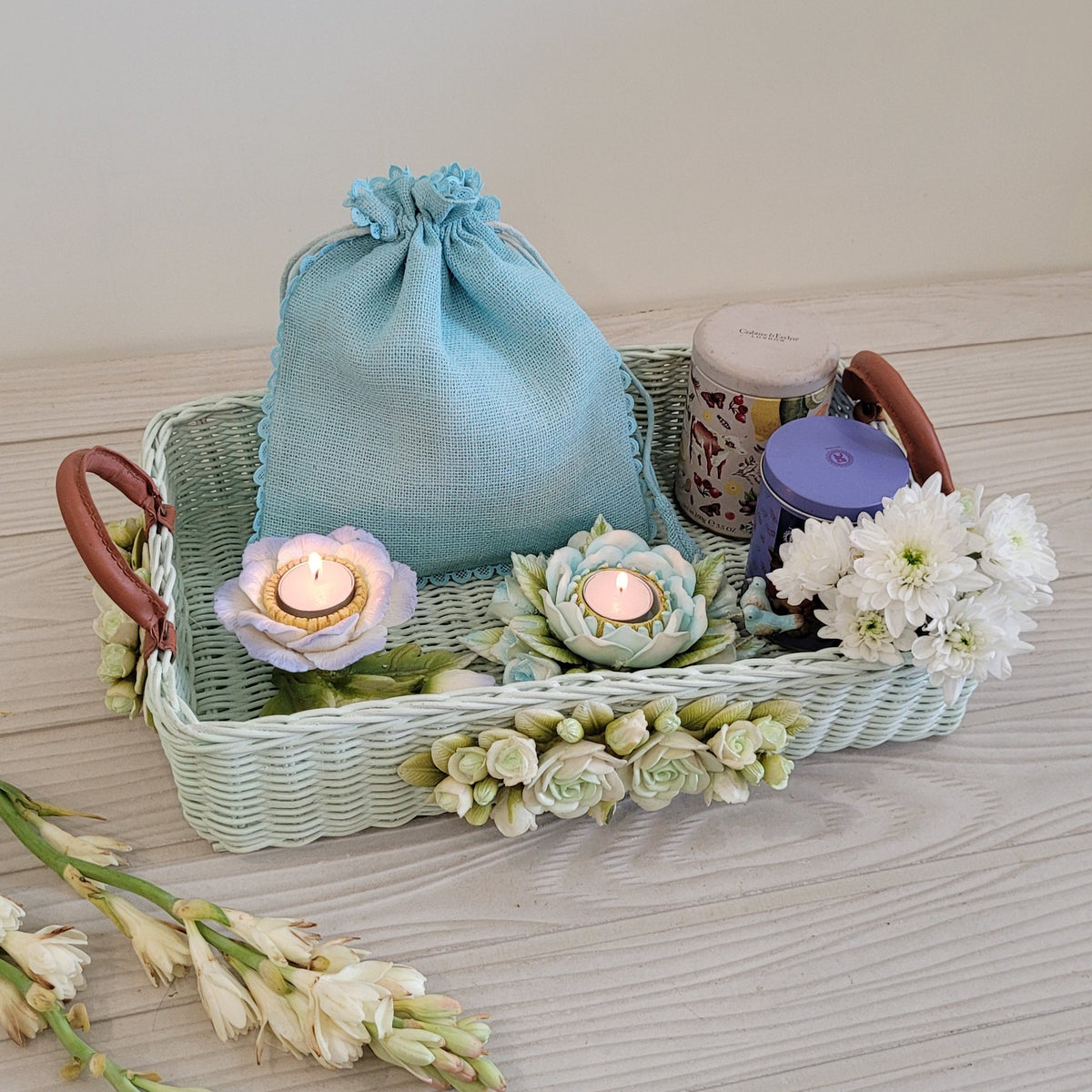 Enchanting Aqua Bloom Gift Basket