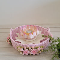 Graceful Pink Lotus Centerpiece Basket