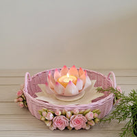 Graceful Pink Lotus Centerpiece Basket