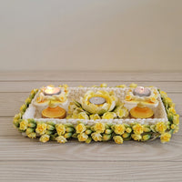 Sunshine Floral Festive Tray with Tea Lights
