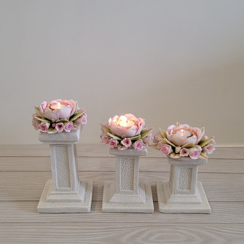 Elysian Bloom Pillar Tealight Holder Set