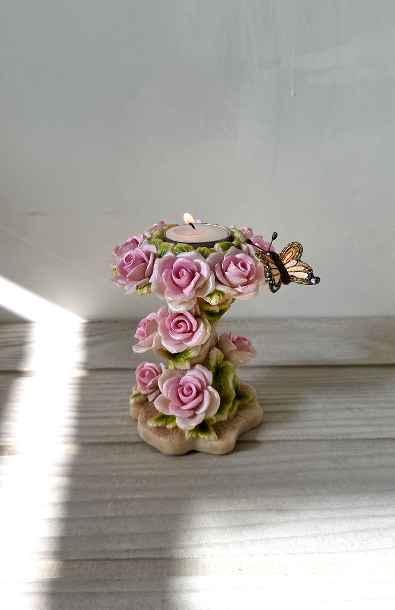 porcelain rose tree tea light candle holders