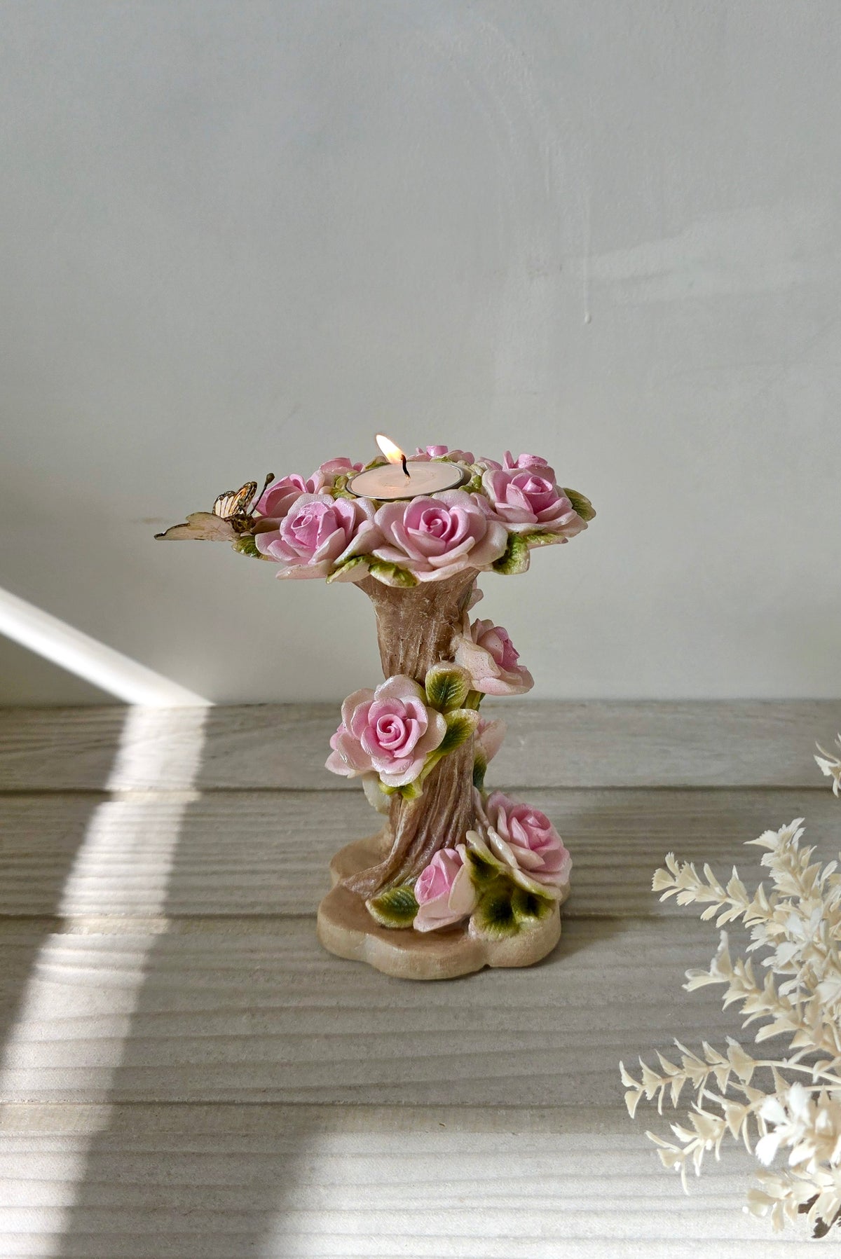 porcelain rose tree tea light candle holders
