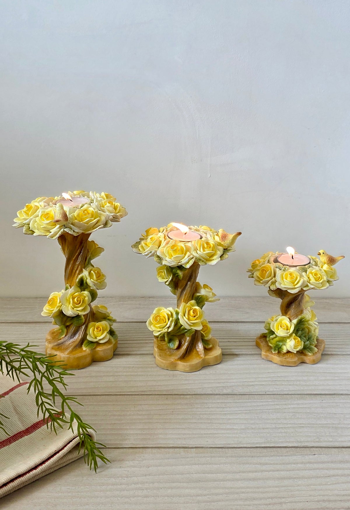 porcelain rose tree tea light candle holders