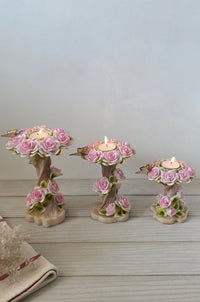 porcelain rose tree tea light candle holders
