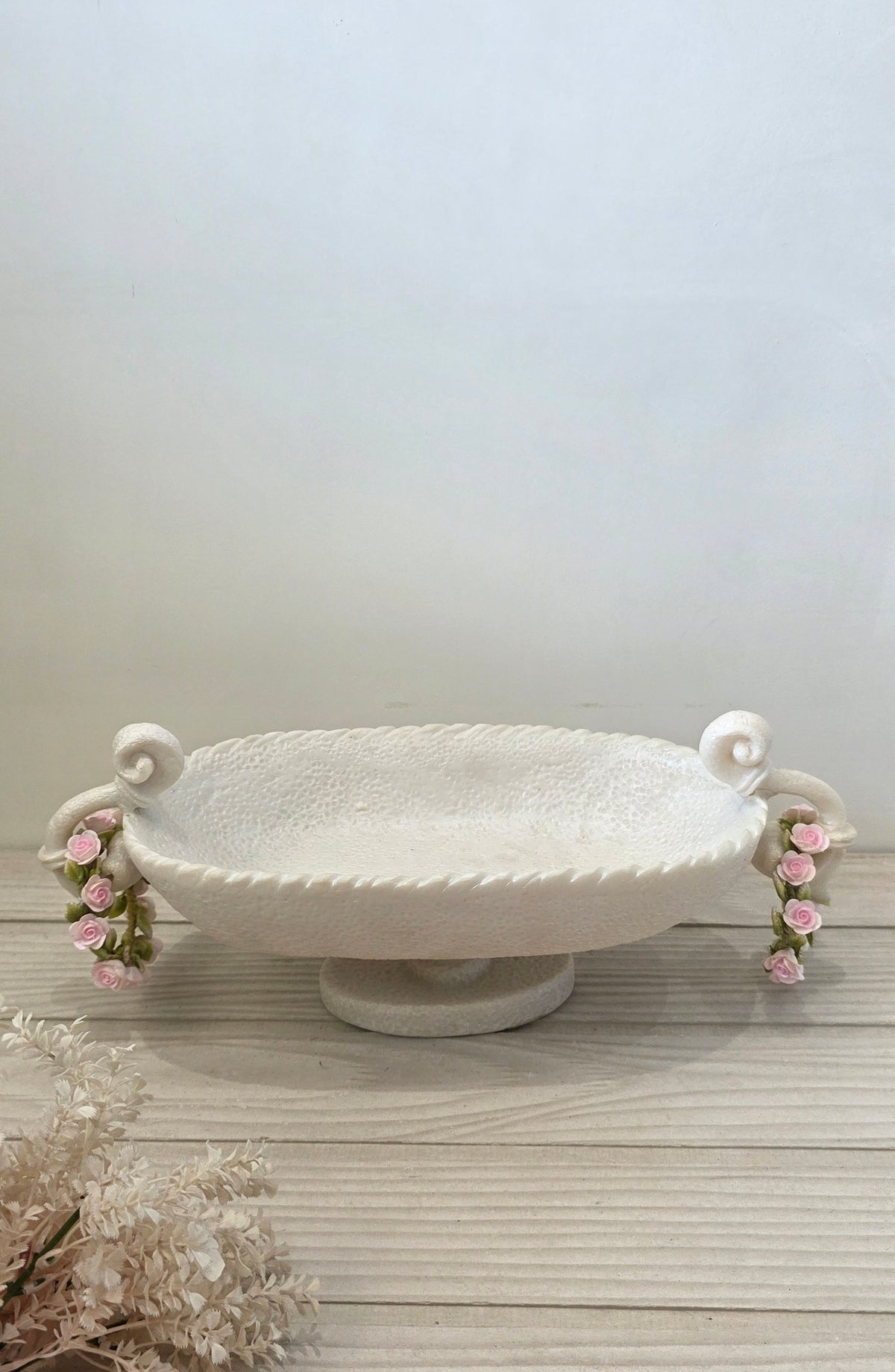 porcelain rose pedestal bowl