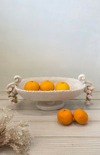 porcelain rose pedestal bowl