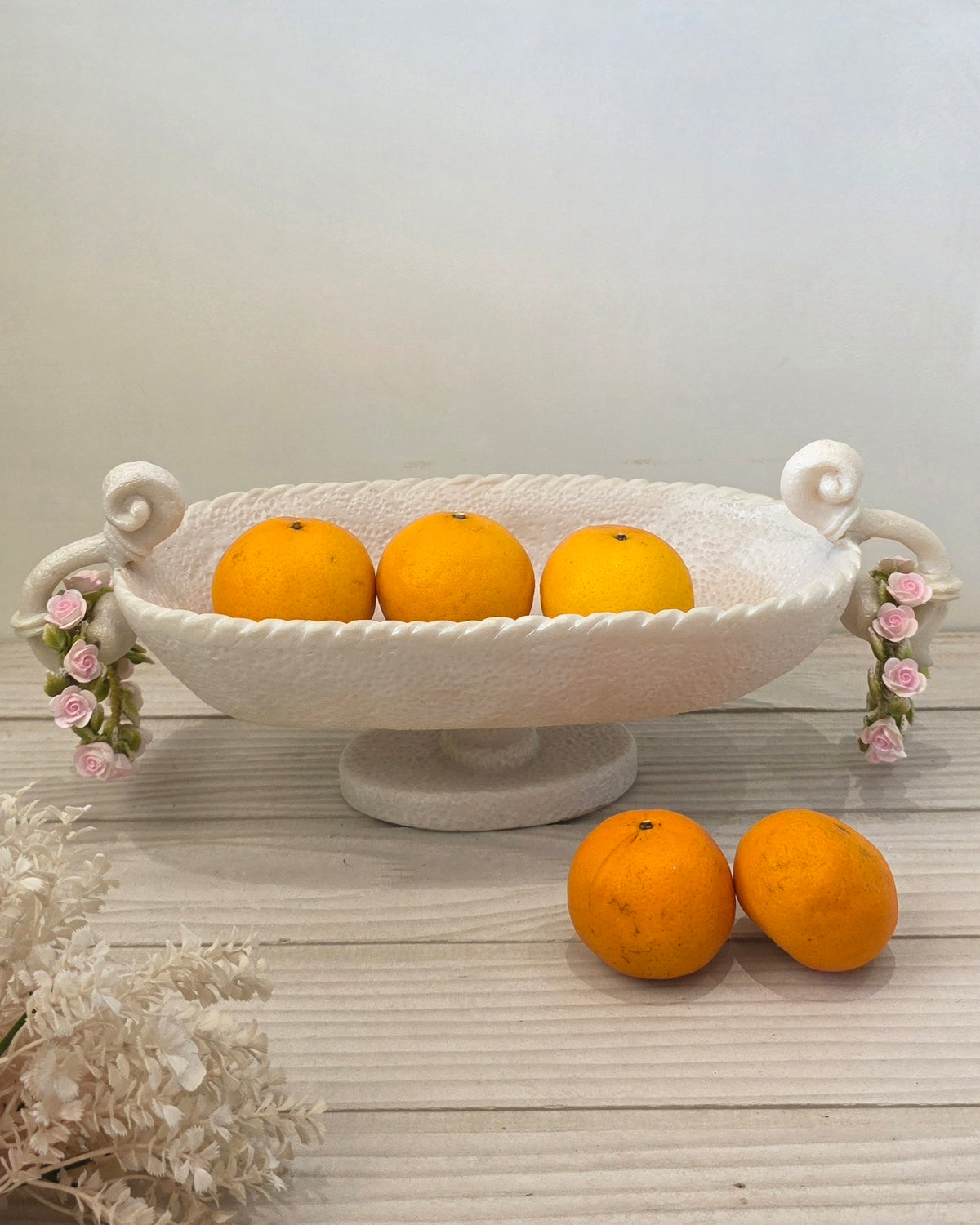 porcelain rose pedestal bowl