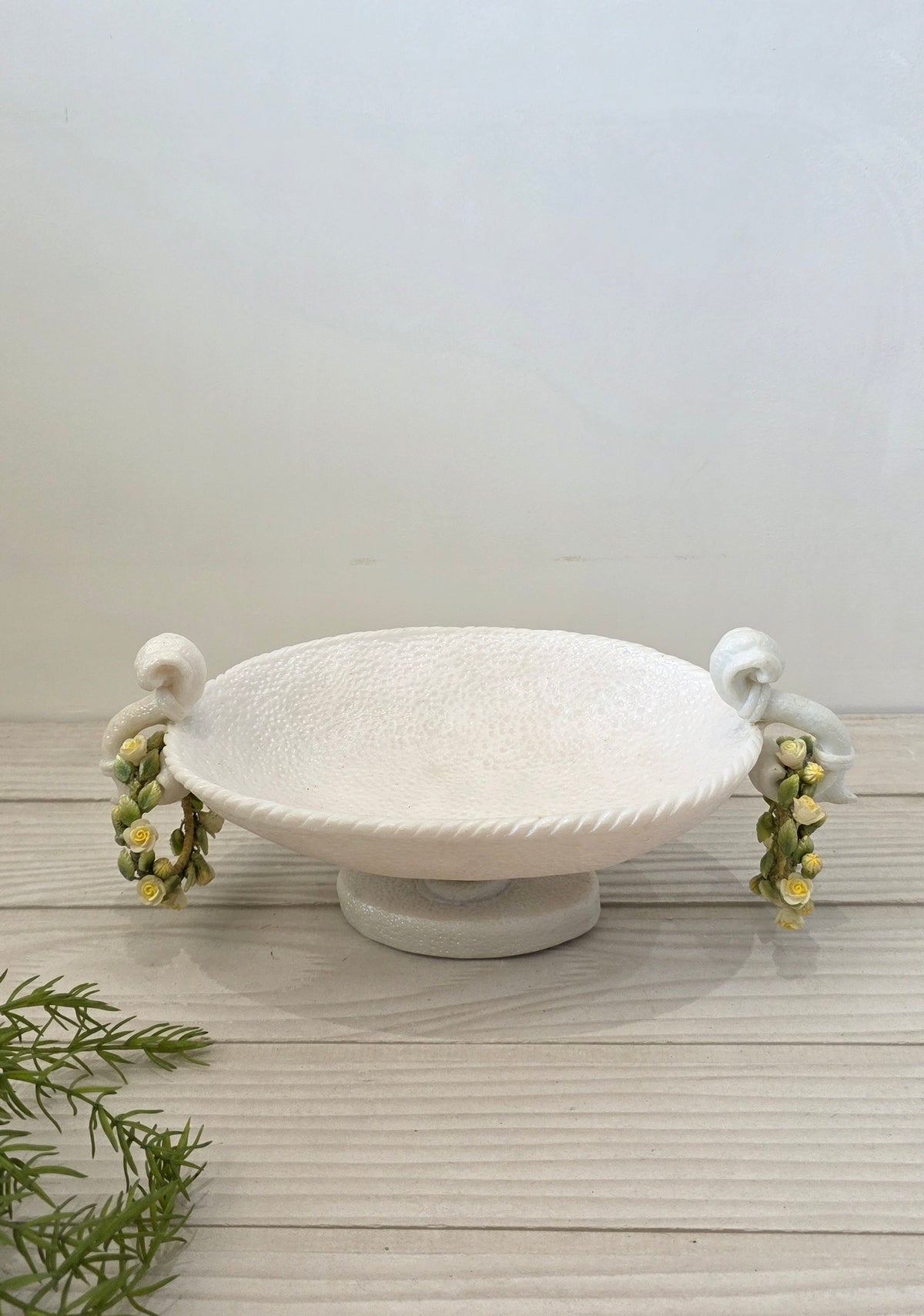 Yellow Rose Pedestal Bowl