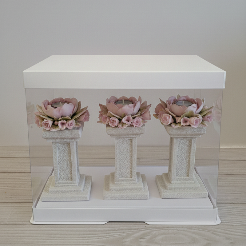 Elysian Bloom Pillar Tealight Holder Set