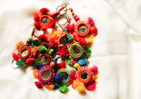 Thread and bead tassel keychain
