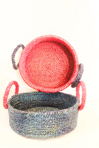 Hogla grass round muticolor basket with handle
