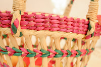 Multi color kauna basket with handles