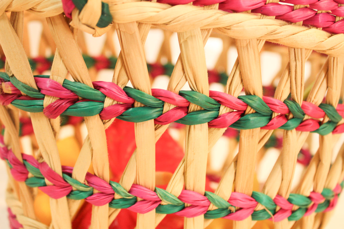 Multi color kauna basket with handles